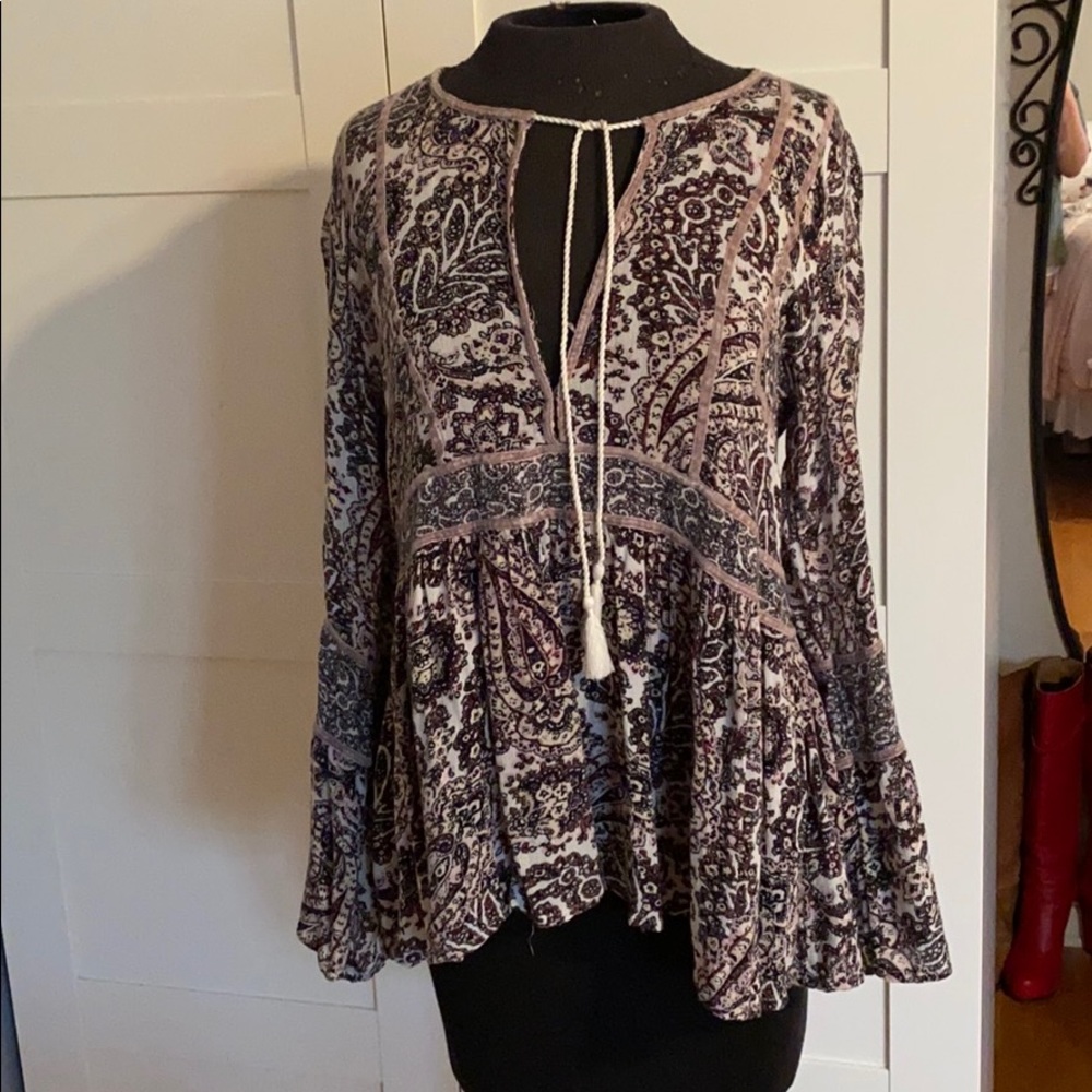 Paisley Print Baby Bell Sleeve Top